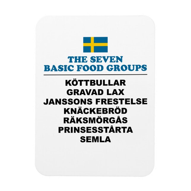 The Seven Basic Food Groups Funny Swedish Magnet (Vertical)