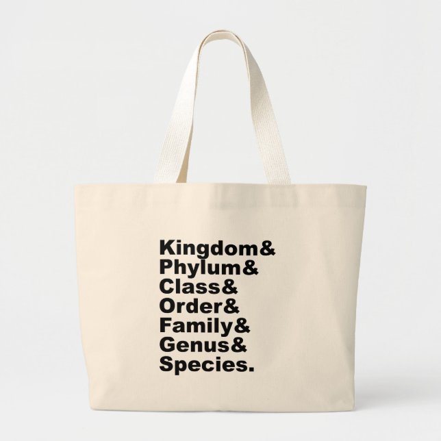The Seven Categories of Biological Taxonomy Large Tote Bag (Front)
