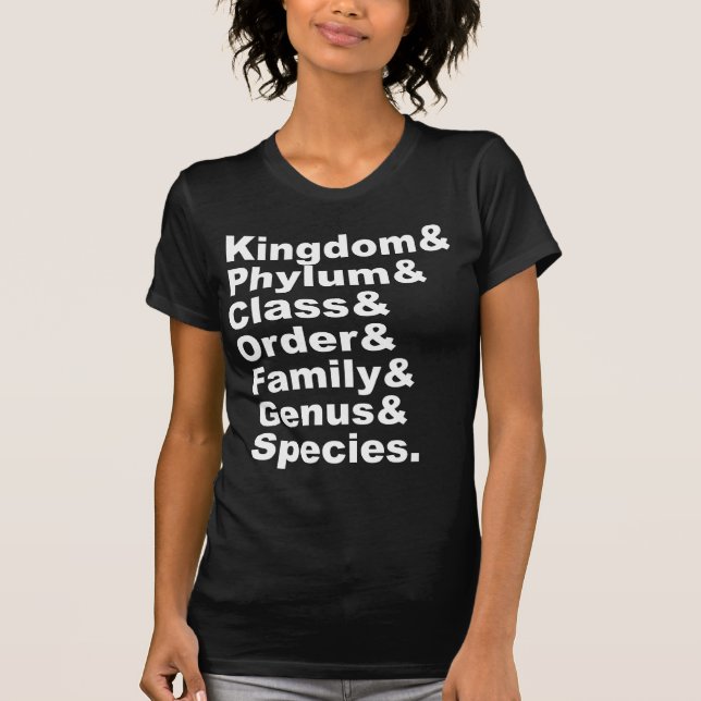 The Seven Categories of Biological Taxonomy T-Shirt (Front)