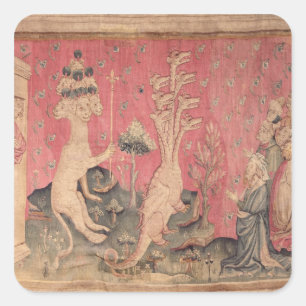 The seven-headed beast from the sea square sticker