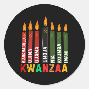 The Seven Principles Of Kwanzaa Kinara Happy Kwanz Classic Round Sticker