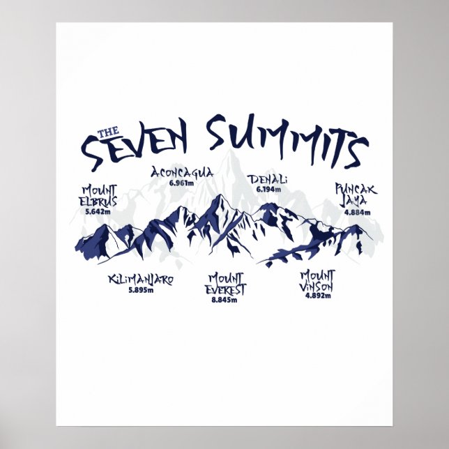 The Seven Summits Mountain Climbing Poster (Front)