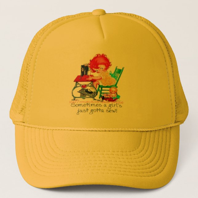 "The (Sewing)female teamster" Trucker Hat (Front)