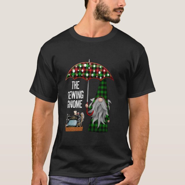 the sewing gnome funny family christmas print tee  (Front)