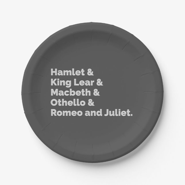 The Shakespeare Plays I Paper Plate (Front)