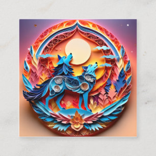 The shaman and her wolf are captured in this 3D mo Square Business Card