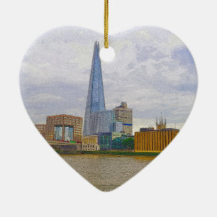 The Shard, Thames River, London, England Ceramic Tree Decoration