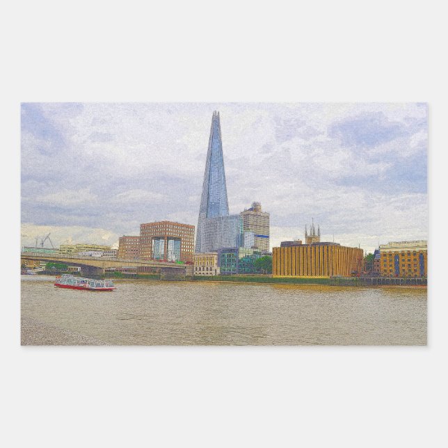 The Shard, Thames River, London, England Rectangular Sticker (Front)