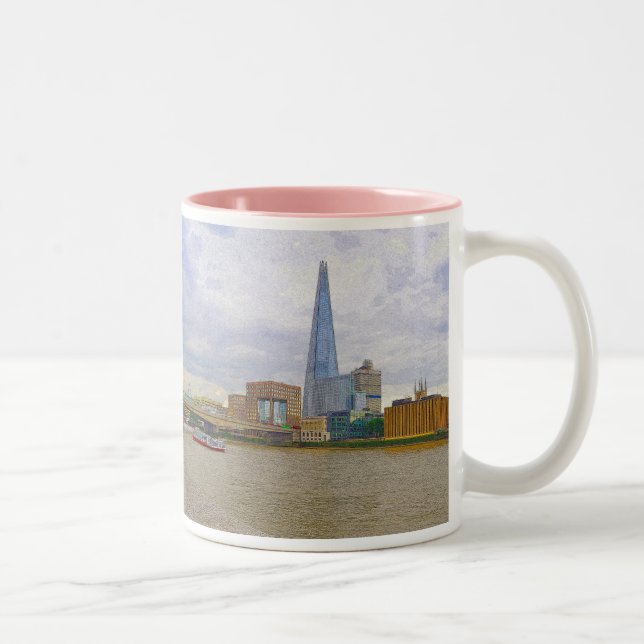 The Shard, Thames River, London, England Two-Tone Coffee Mug (Right)
