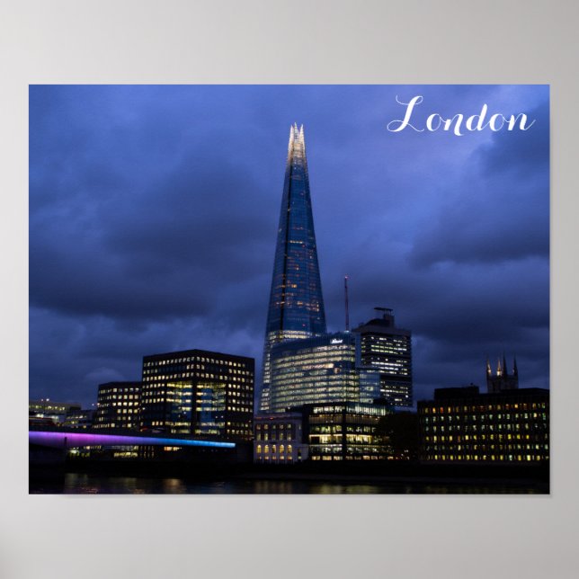 The Shard Tower at Night, London England Poster (Front)