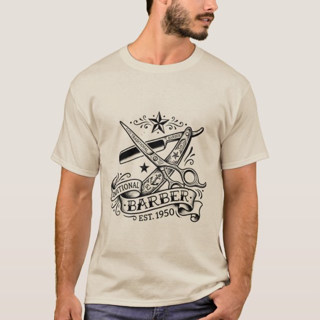 The Sharp Edge | Old-School Barber Flash Graphic T T-Shirt (Front)