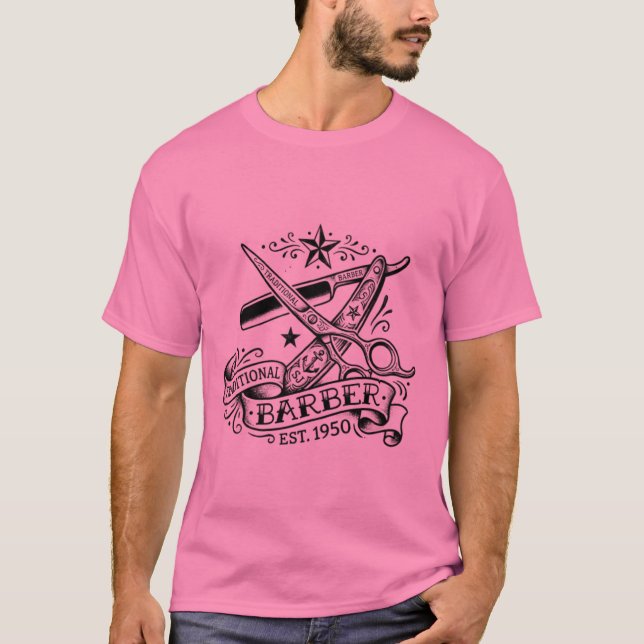 The Sharp Edge | Old-School Barber Flash Graphic T T-Shirt (Front)