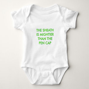 The Sheath Is Mightier Than The Pen Cap Baby Bodysuit