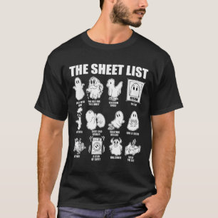The Sheet List Funny Ghost Puns Halloween Costumes T-Shirt
