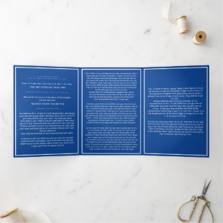 The Shema Jewish Prayer Blue English Hebrew Tri-Fold Card