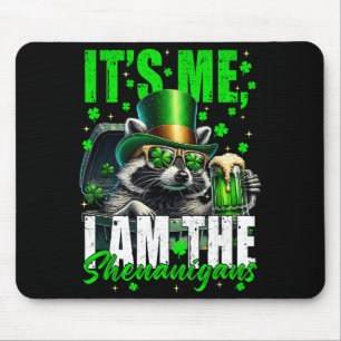 The shenanigans, funny racoon st patrick's day mouse mat