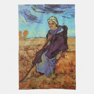The Shepherdess (after Millet) by Vincent van Gogh Tea Towel