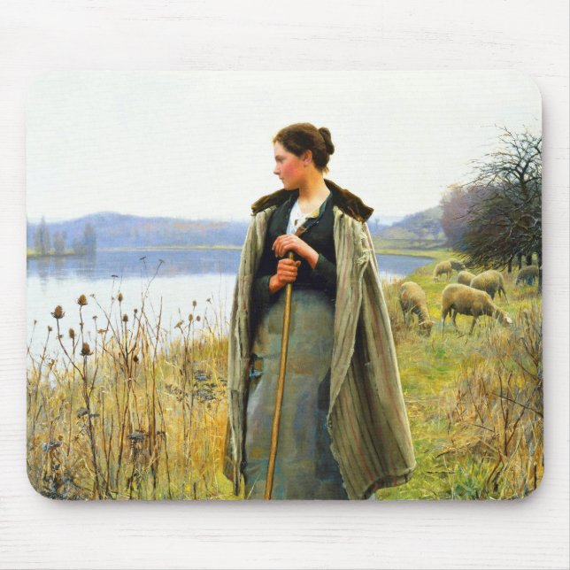 The Shepherdess Art by Daniel Ridgway Knight  Mouse Mat (Front)