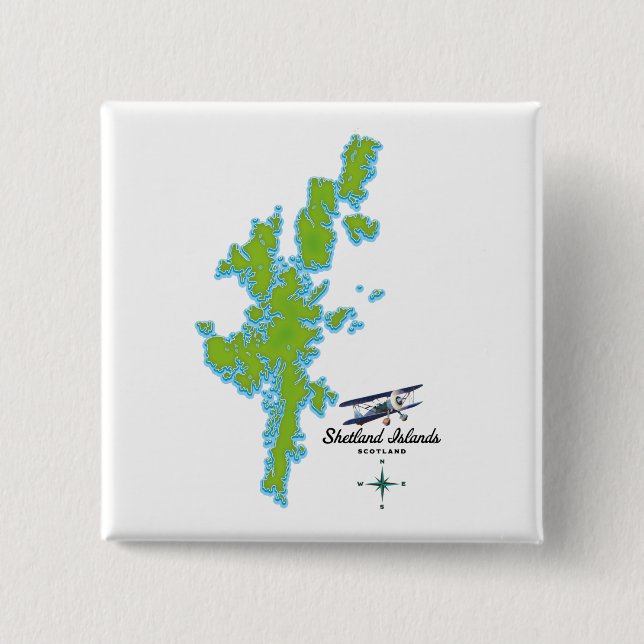 The Shetland Islands map 15 Cm Square Badge (Front)
