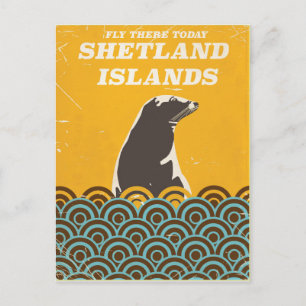 The Shetland Islands vintage travel poster Postcard