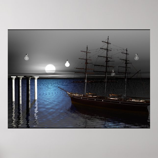 The Ship and the moon Lights Poster (Front)