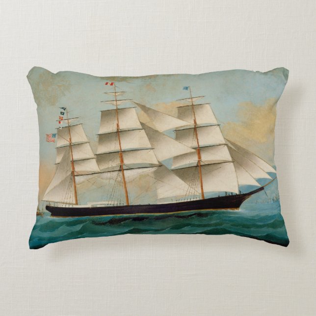The Ship Fleetwing, Hong Kong Bay Decorative Cushion (Front)