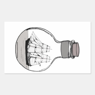 The ship in the glass bulb rectangular sticker