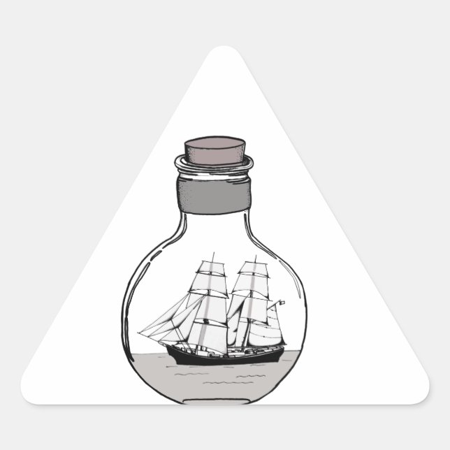 The ship in the glass bulb triangle sticker (Front)