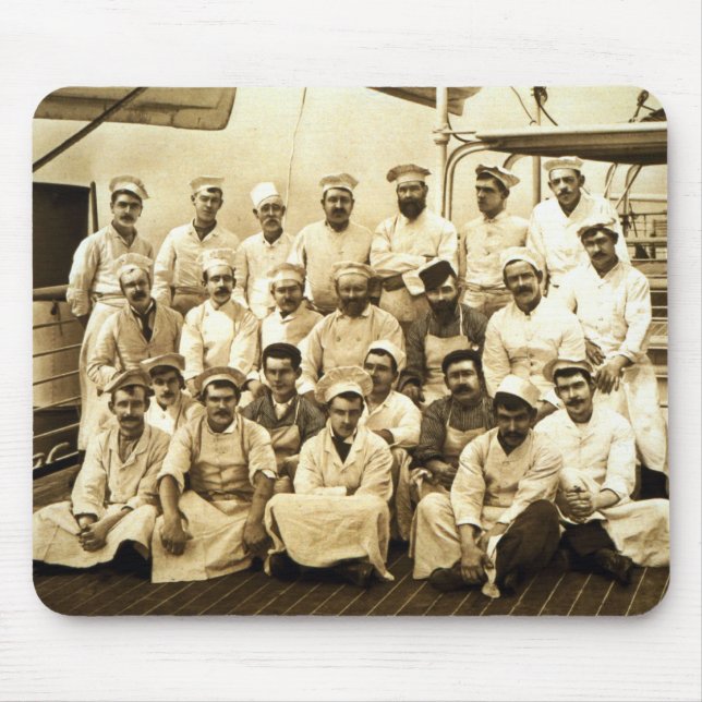 The ship's cooks aboard the R.M.S. Teutonic (b/w p Mouse Mat (Front)