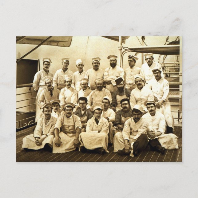 The ship's cooks aboard the R.M.S. Teutonic (b/w p Postcard (Front)