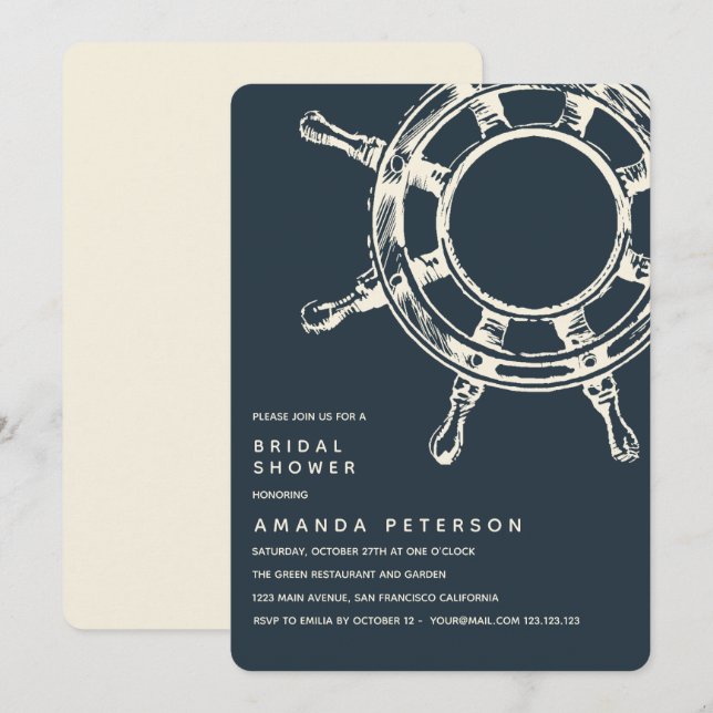 The Ship's Wheel | Wedding Bridal Shower Invitation (Front/Back)