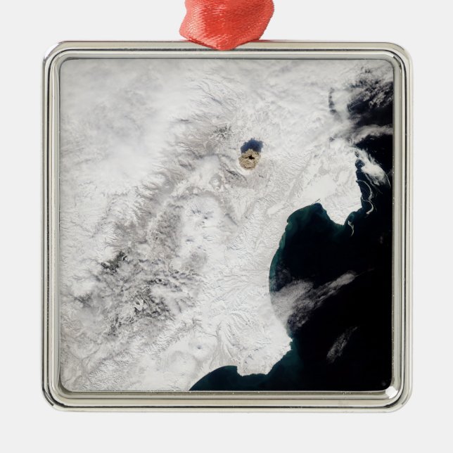 The Shiveluch Volcano in Kamchatka Krai, Russia Metal Tree Decoration (Front)