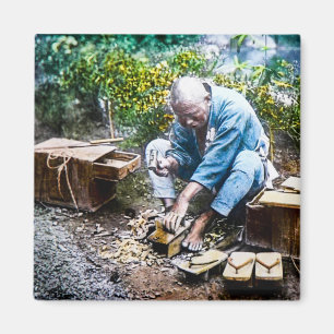The Shoe Cobbler of Old Japan Vintage Japanese Magnet