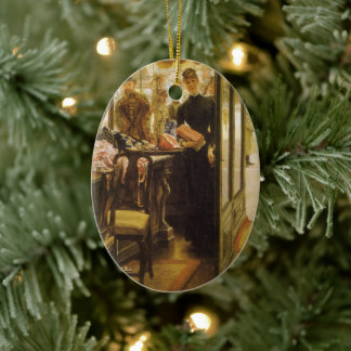 The Shop Girl by James Tissot, Victorian Fine Art Ceramic Tree Decoration