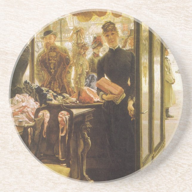 The Shop Girl by James Tissot, Victorian Fine Art Coaster (Front)
