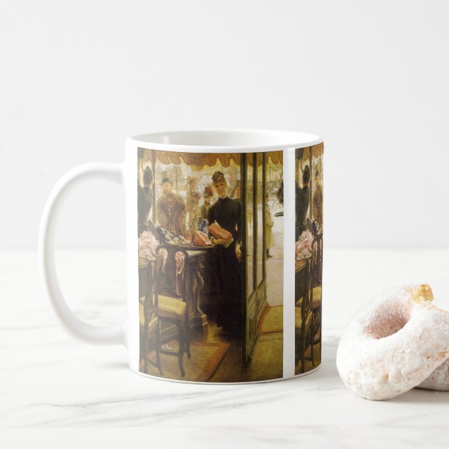The Shop Girl by James Tissot, Victorian Fine Art Coffee Mug (With Donut)