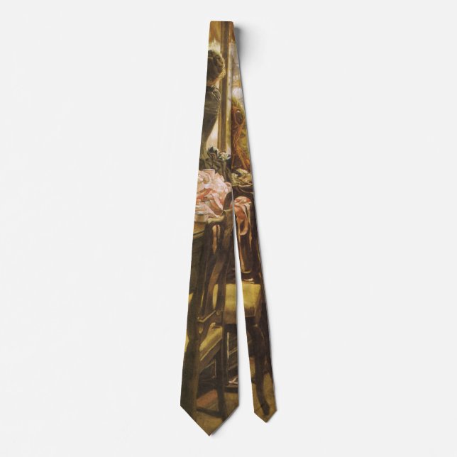 The Shop Girl by James Tissot, Victorian Fine Art Tie (Front)