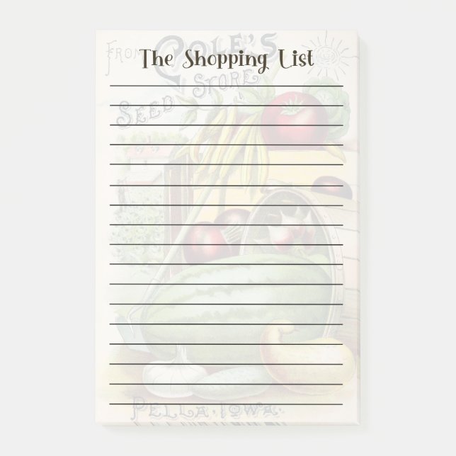 The Shopping List Notes (Front)