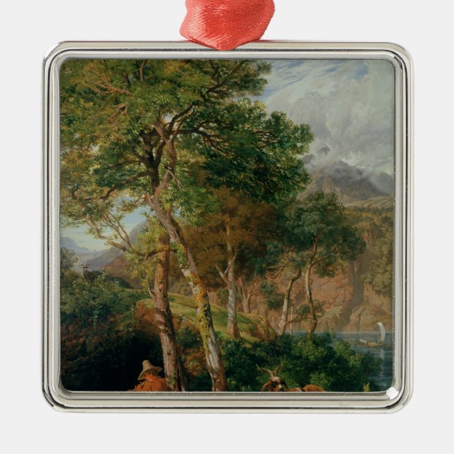 The Shores of Lake Lecco Metal Tree Decoration (Front)