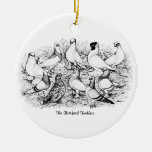 The Short-faced Tumbler Pigeons Ceramic Tree Decoration