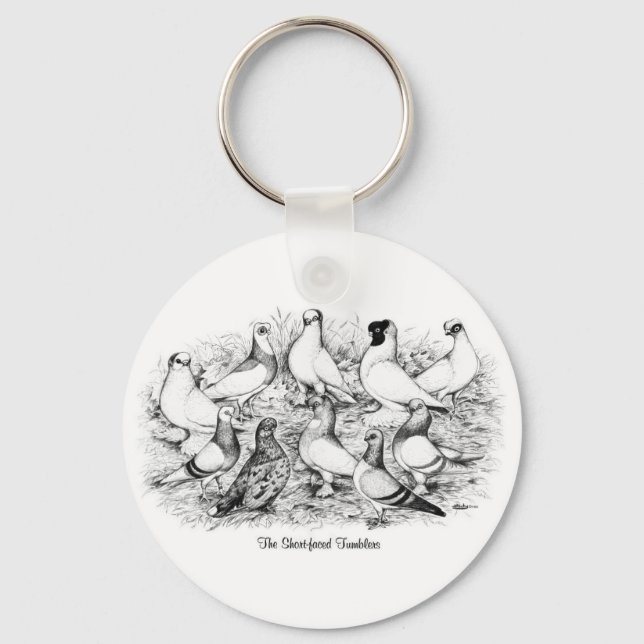 The Short-faced Tumbler Pigeons Key Ring (Front)