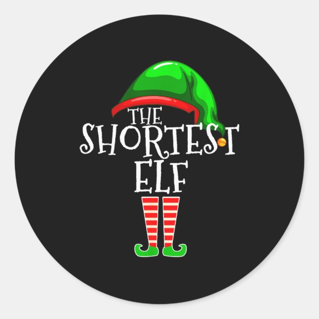 The Shortest Elf Family Matching Group Christmas G Classic Round Sticker (Front)