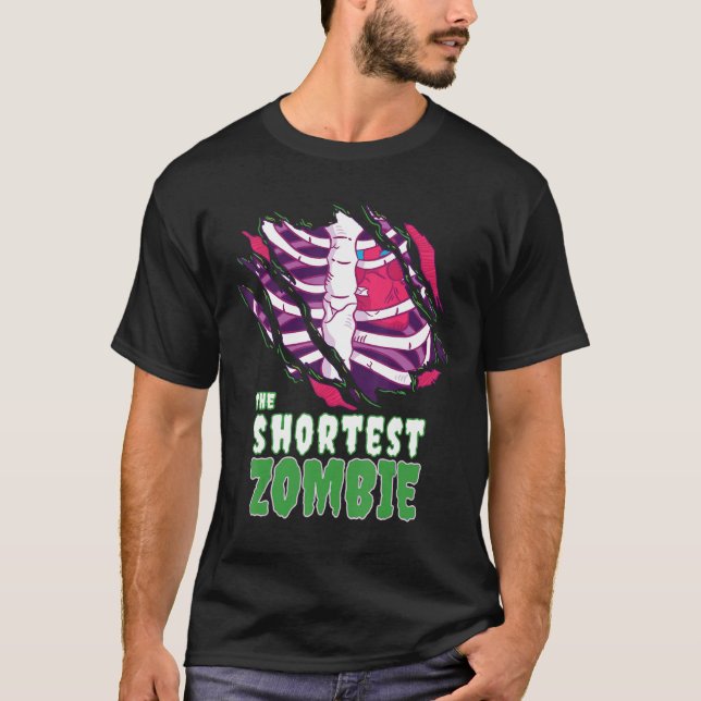 The Shortest Zombie Funny Halloween Family Zombie  T-Shirt (Front)