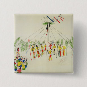 The Shoshone Sun Dance (pigment on muslin) 15 Cm Square Badge