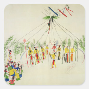 The Shoshone Sun Dance (pigment on muslin) Square Sticker