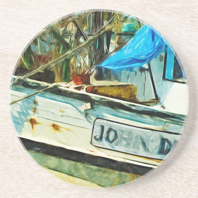 The Shrimp Boat John Drew Abstract Impressionism Coaster (Front)