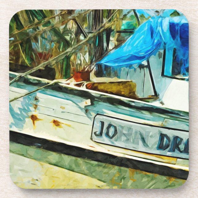 The Shrimp Boat John Drew Abstract Impressionism Coaster (Front)