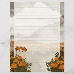 The Shy Chrysanthemum Ghost - Lined Letter paper Custom Letterhead