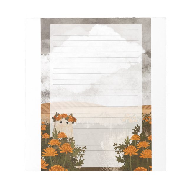The Shy Chrysanthemum Ghost - Lined Letter paper Notepad (Front)