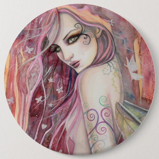 The Shy Flirt Modern Fairy Fantasy Art 6 Cm Round Badge (Front)
